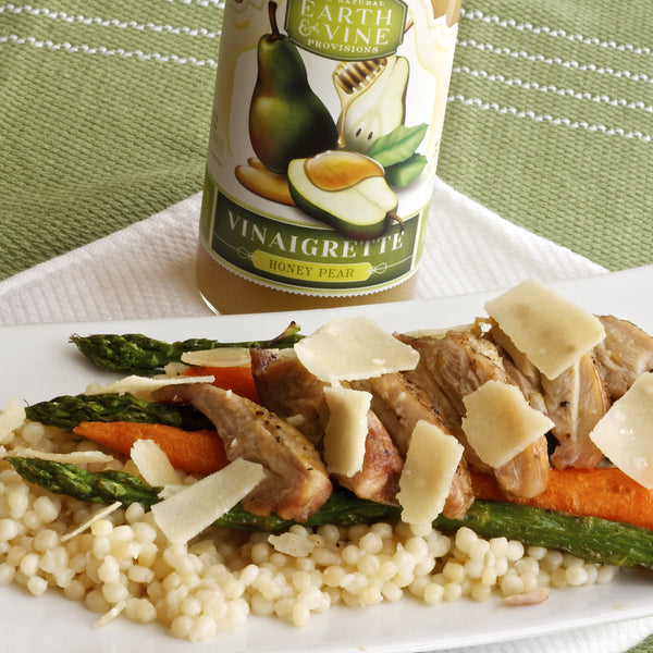 COUSCOUS ASPARAGUS CHICKEN (Honey Pear Vinaigrette) Earth Vine