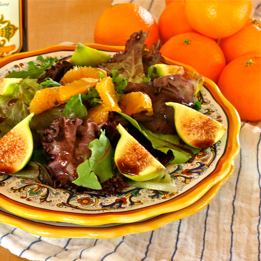 SPRING GREEN MANDARIN FIG SALAD (Tangerine Fig Balsamic Finishing Sauce)