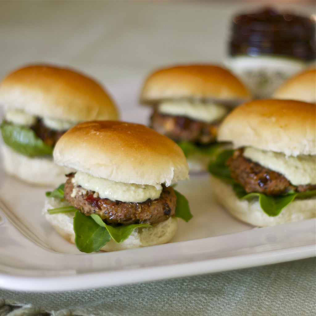 LAMB SLIDERS with Red Bell Pepper Ancho Chili Jam