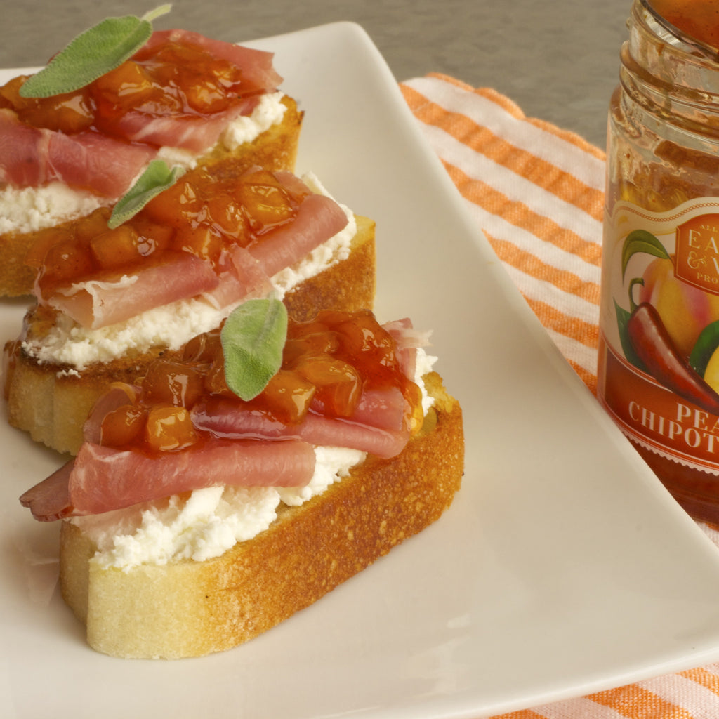 PEACH & GOAT CHEESE CROSTINIS (Peach Chipotle Jam)