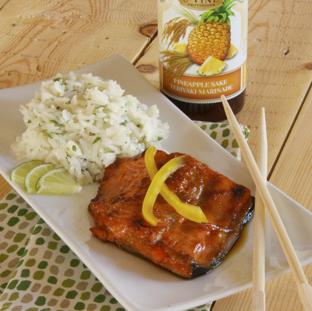 TERIYAKI SALMON (Pineapple Sake Teriyaki Marinade)