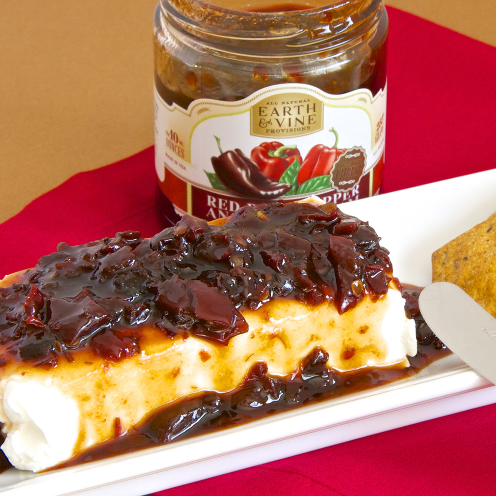 CLASSIC CREAM CHEESE WITH RED PEPPER JAM (Red Bell Pepper Ancho Chili Jam)