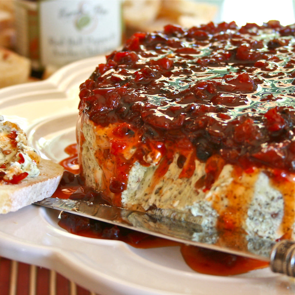 CREAMY PESTO CHEESE TORTE (Red Bell Pepper Ancho Chili Jam)